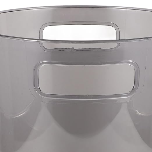 Toyvian Small Gray Trash Can with Handle Plastic Bedroom Garbage Bin Compact Desktop Wastebasket for Living Room and Office Use