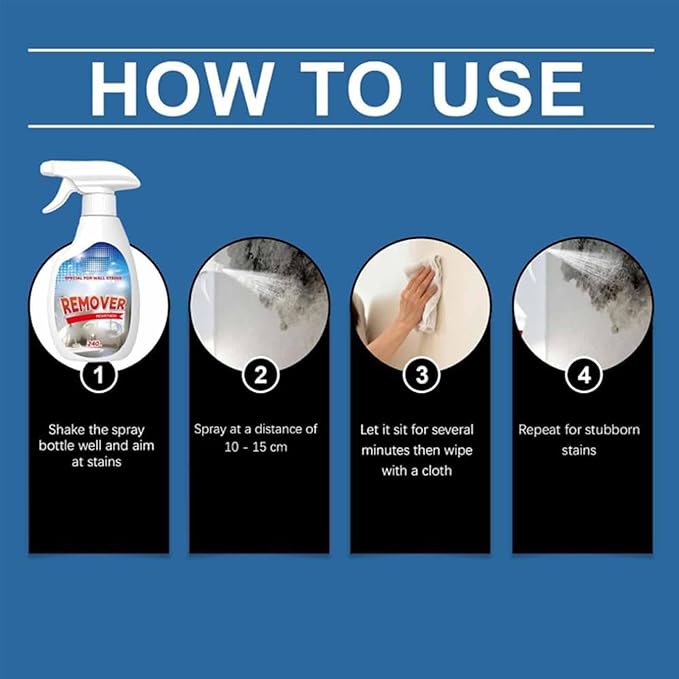 Fast Acting Anti Wall Cleaner Spray New 8oz Highly Painted Effective Wall Stain Remover Dust Removal Foam Multi-Surface Use Long-Term Protection without Damaging for Bathrooms Kitchens (3PCS)