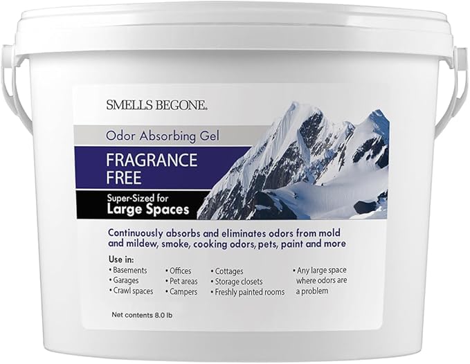 SMELLS BEGONE 1-Gallon Gel Odor Eliminator – High-Capacity Long-Lasting Odor Absorber for Large Spaces Basements Garages Workshops &amp Commercial Areas – Removes Tough Odors Quickly (Fragrance F