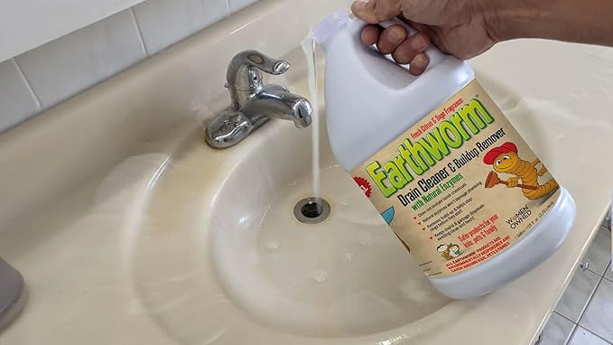 Earthworm Fragrance Free Drain Cleaner - Drain Opener - Natural Enzymes Environmentally Responsible Safer for Pets and Kids - 1 Gallon