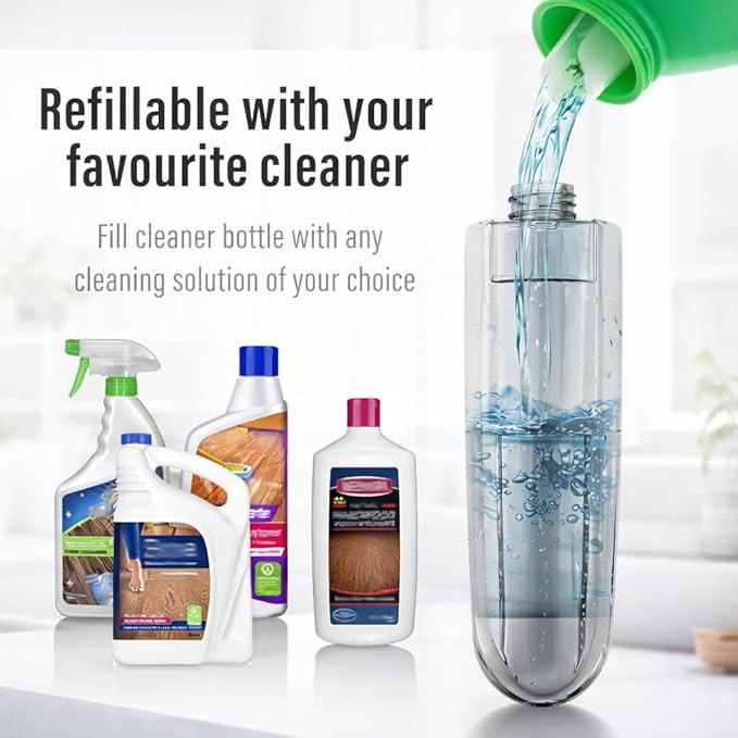 Spray Mop for Floor Cleaning with Refillable Bottle (14 oz) 3 Washable Microfiber Pads &amp Scraper – Lightweight 360° Rotating Mop No Batteries Streak-Free Cleaning for Hardwood Tile &amp Lamin