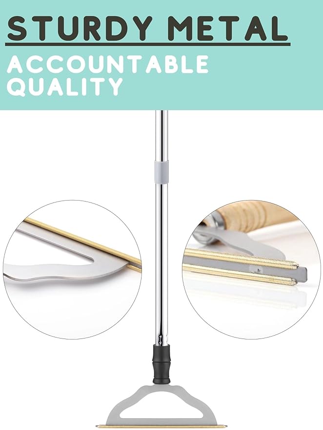Pet Hair Remover for Carpets Adjustable Long Handle Carpet Rake for Dog Cat Hair Removal Powerful Carpet Hair Removal Broom Reusable Large Fur Scraper Tool