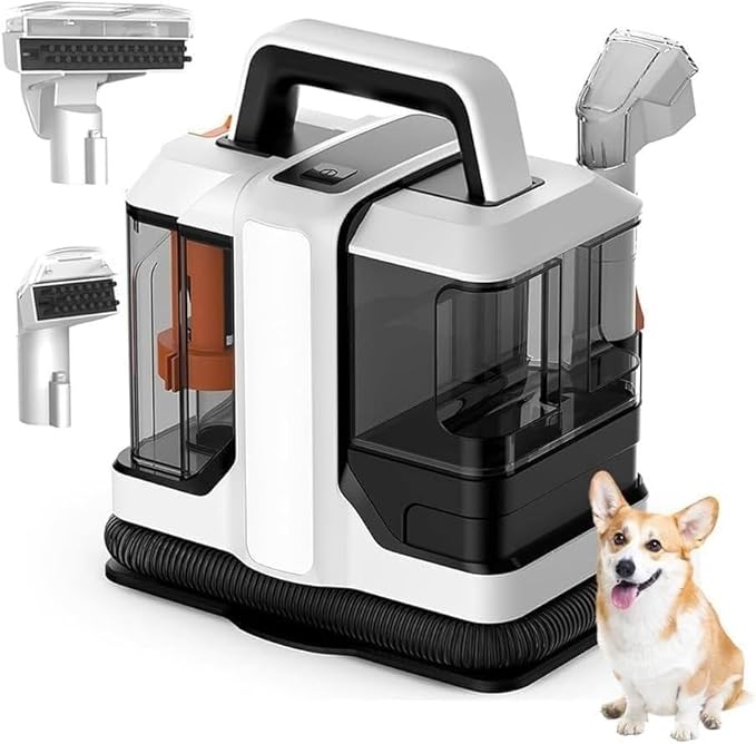 Carpet Cleaner Handheld Sofa Carpet Cleaner Wash Spot Cleaner with 2 Brush Head 15KPA Deep Cleaning for Stain Car Upholstery Sofa
