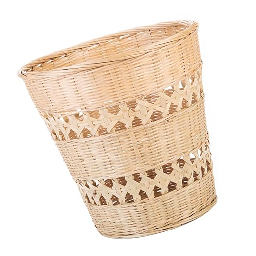 Alipis Retro Woven Wastebasket Home Rubbish Can Stylish Sundries Storage Basket for Bathroom Office Decor