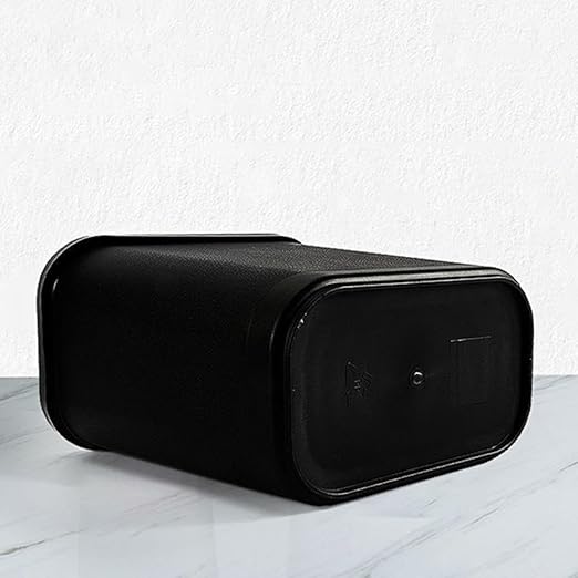 Thickened Plastic Trash Can Wastebasket Narrow Rectangular Open Garbage Bin with Press Ring Black Home Rubbish Can for Bathroom Bedroom Office Hotel Use
