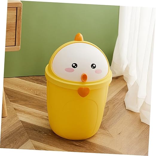 BESPORTBLE Cute Chick Style Trash Can with Lid for Bedroom Cartoon Household Waste Bucket Odor-Resistant Large Wastebasket for Home Office Decorative Trash Bin