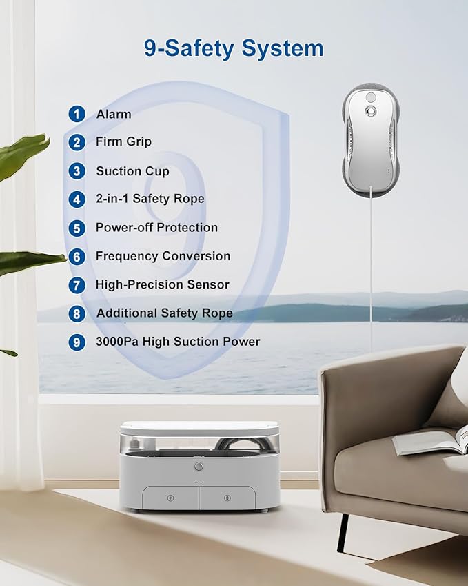 S9PRO Window Cleaning RobotWindow Cleaner Robot with Portable Station Suitable for Stubborn Stains Intelligent Path Planning Automatic Dual Water Spray Edge Detection