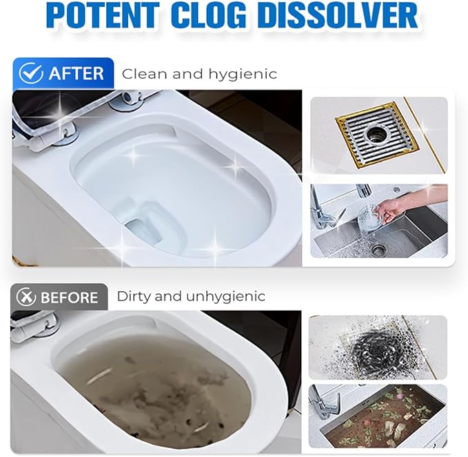 Drain Clog Remover Powerful Unclogging Sink Hair Cleaner for Kitchen Sink and Drain Cleaner Strong Unclogging Power Fast-Acting &amp Easy to Use (2PCS)