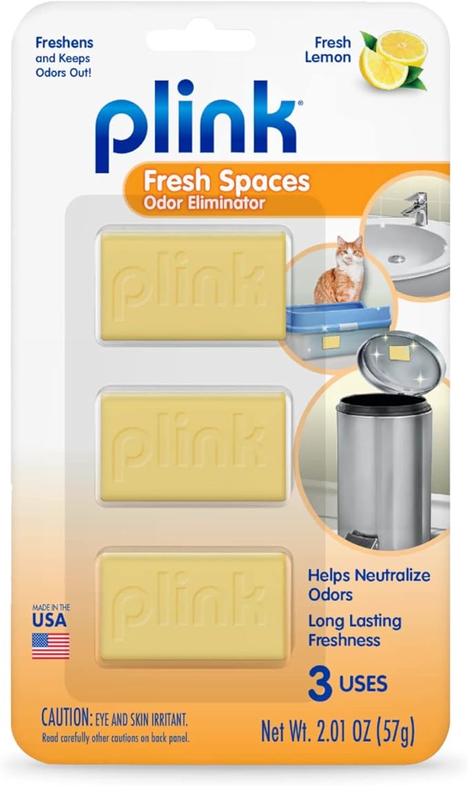 Plink Fresh Spaces Odor Eliminator: Helps Neutralize Odors Long Lasting Freshness Made in the USA Fresh Lemon Scent 3 ct - Pack of 6-18 total