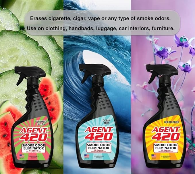 AGENT 420-22 oz Cannabis Odor Destroying Spray for Eliminating Cigarette Smoke or Most Unwanted Odors In Your House Car or Apartment - Freshen Up The “place” (Ocean Mist 22 Ounce)
