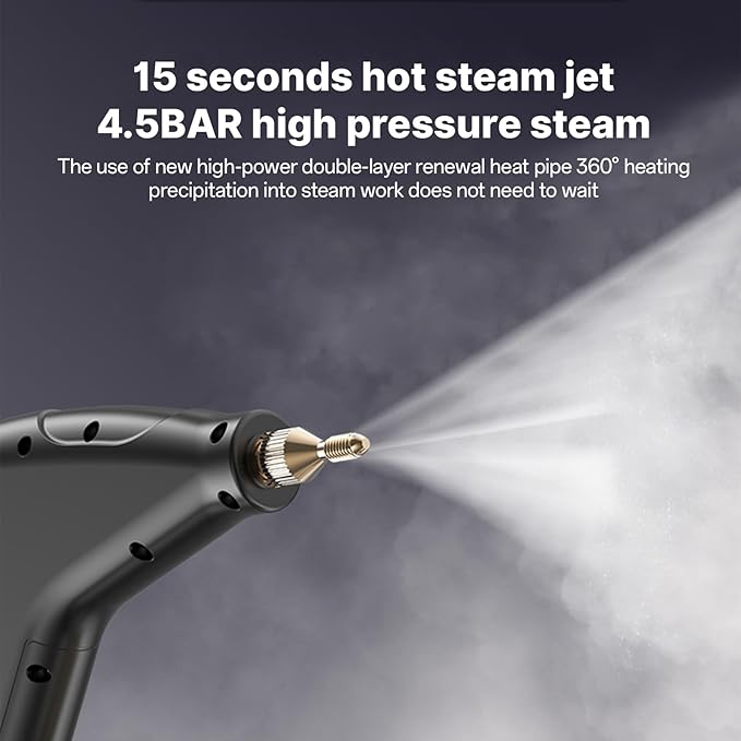 Irishom Handheld Multi-Surface Steam Cleaner with 6pcs Accessories Touch Screen 6 Levels Adjustable 105℃/221℉ Deep Cleaning Steamer with Portable Handle 1200ml/40.5oz Water Tank
