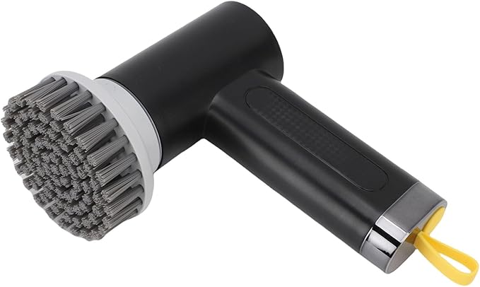 Focket Electric Spin Scrubber Cordless Electric Brush with 3 Replaceable Heads IPX7 Adjustable 2 Speeds for Bathroom Kitchen (Black)