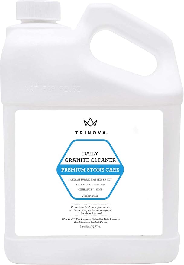 TriNova Granite Cleaner &amp Polish Gallon Refill for Daily Use - Made in USA Enhances Shine Streak-less - for Counter-tops Marble Stone Bathroom Tile Kitchen &amp Islands - 128 fl oz