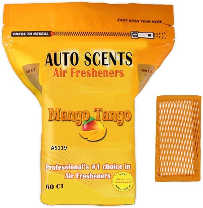 Professional Mango Tango Scent Air Freshener Pads – Heavy-Duty Odor Eliminators for Cars Homes RVs and Boats – 60 Long-Lasting Pads for Tough Odors