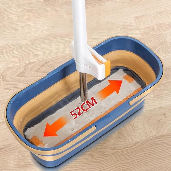 Large Flat Mop New Upgrade Style Large Flat Mop for Wet and Dry Use360 Rotating Dust Mop with Dewatering Scraper with 2 Scraper 12027(White)