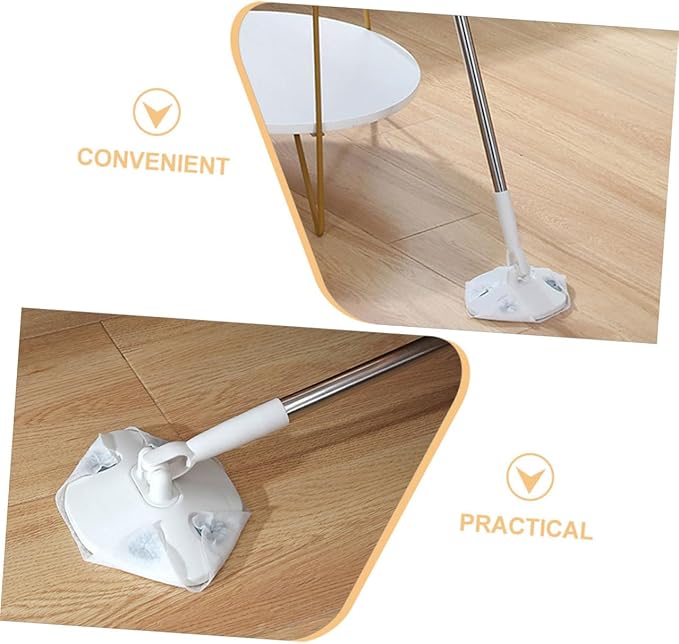 Rotatable Dust Mop for Hardwood Floors with Washable Pads 1pcs Triangle Microfiber Floor Mop and Dry Cleaning Cloth Set