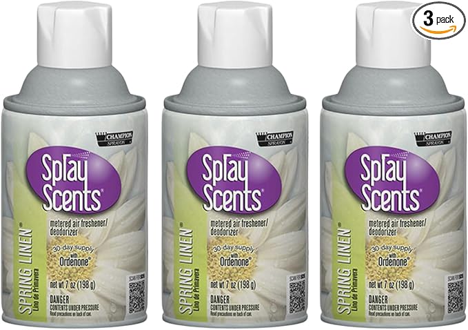 Champion Sprayon SprayScents Metered Air Freshener Refill 7 oz Odor Control Fragrance Spring Linen (3 Pack)