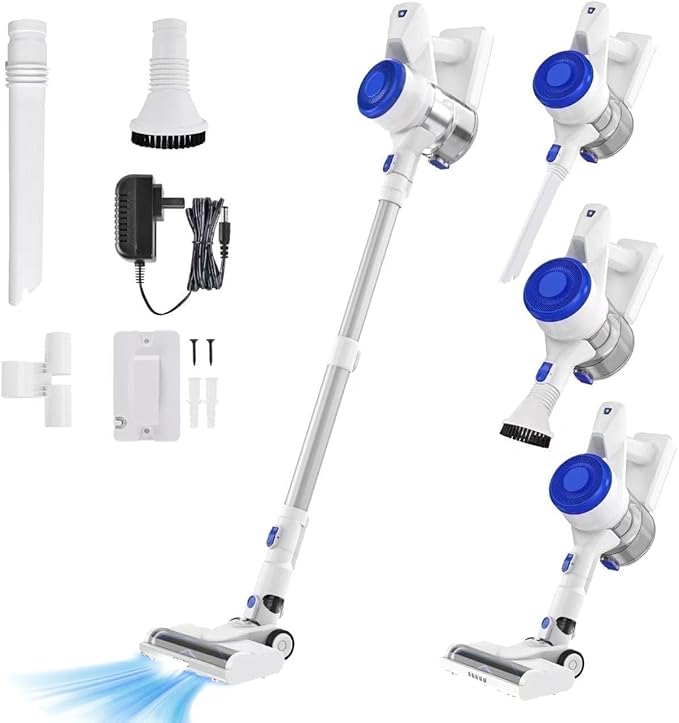 CareVac+ Cordless Stick Vacuum Cleaner Lightweight Upright for Carpet Hard Floor Pet Hair