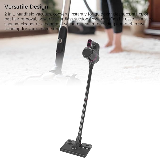 9.8x35.0in Cordless Vacuum Cleaner 2000mAh Rechargeable Stick Vacuum with 15000Pa Powerful Suction Versatile for Carpet Hard Floor Pet Hair Grey