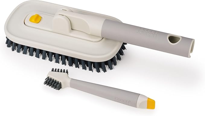 Joseph Joseph CleanTech Household Cleaning 2-Piece Set for Bathroom &amp Kitchen Includes: 2-in-1 Tile Scrubber with Grout Brush and 3-in-1 Detail Brush with Nylon Scraper Tip