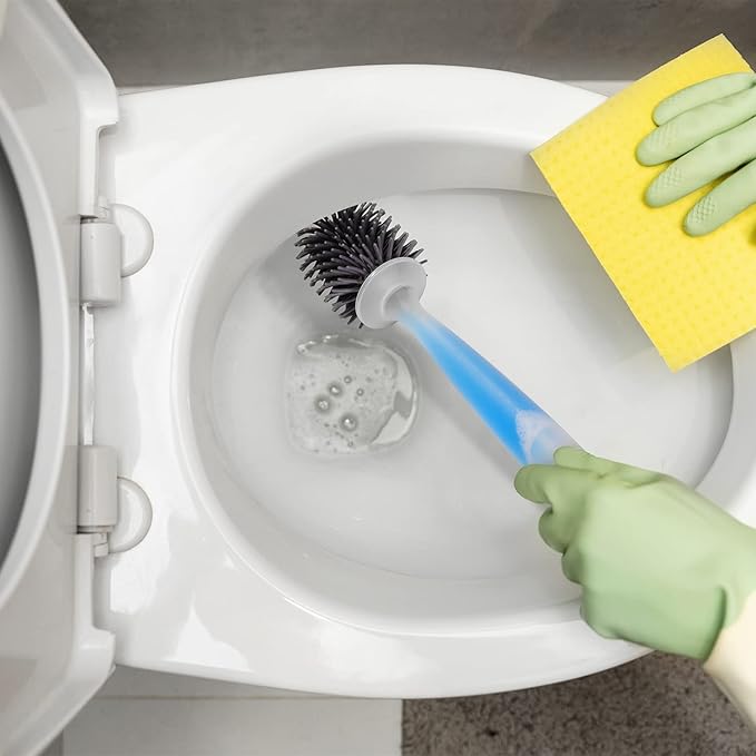 Toilet Brush &amp Plunger Set - Toilet Bowl Brush and Holder Refillable Liquid Dispenser Brush - 2 in 1 Silicone Toilet Brush &amp Plunger Set for Bathroom