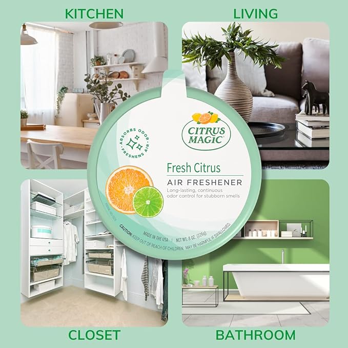 Citrus Magic Odor Absorbing Solid Air Freshener Fresh Citrus 8-Ounce Pack of 6