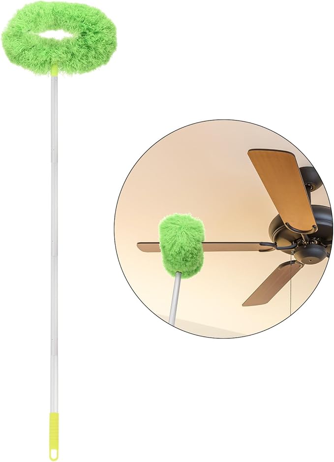 PATIKIL Ceiling Fan Cleaner Duster 12.9 to 47.2 Microfiber Duster Extendable Handle Fan Blade Cleaning Tool Removable Washable for Furniture Blind Green