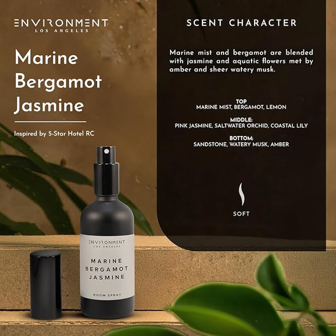 ENVIRONMENT Inspired by 5-Star Resort RC Room Spray 100ml Air Freshener (Marine | Bergamot | Jasmine) Home Fragrance Accessories Room Perfume Room Deodorizer Vegan &amp Cruelty-Free
