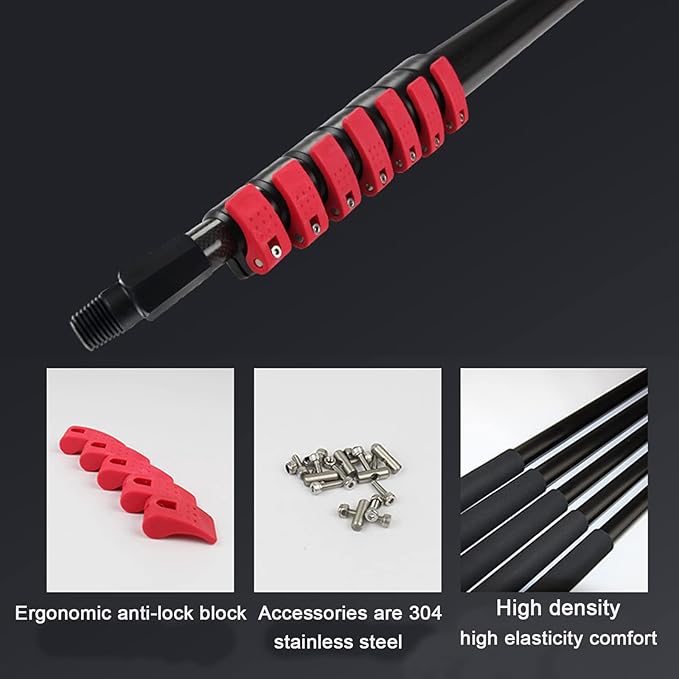 17.7Ft Window Cleaning Pole Water Fed Extendable Cleaner Window Cleaner Kit Conservatory Roof 30Cm Brush Head Extendable Window Washer