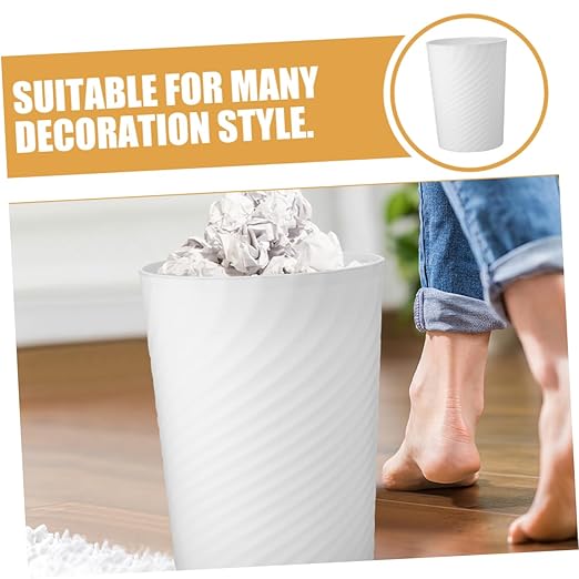 Uonlytech Large Capacity Lidless Trash Can White Garbage Bin for Office Living Bathroom Kitchen Sturdy Wastebasket Without Lid Easy to Use Home Waste Container