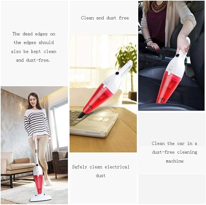 Corded Vacuum Cleaner Stick Vacuum Powerful Suction Quiet Lightweight Removable Handheld Very Suitable for Hard Floors and Carpet Hardwood Floor Pet Hair (Color : Red)