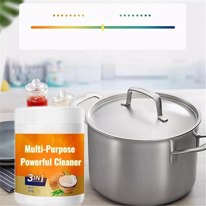 Multi Purpose Powerful CleanerHeavy Kitchen Duty Degreaser3 in 1 Coconut Oil Cleaning &amp Polishing PasteAll-Purpose Natural Cleaner Removes Stains for FaucetsTilesOven &amp Stove Top (2)