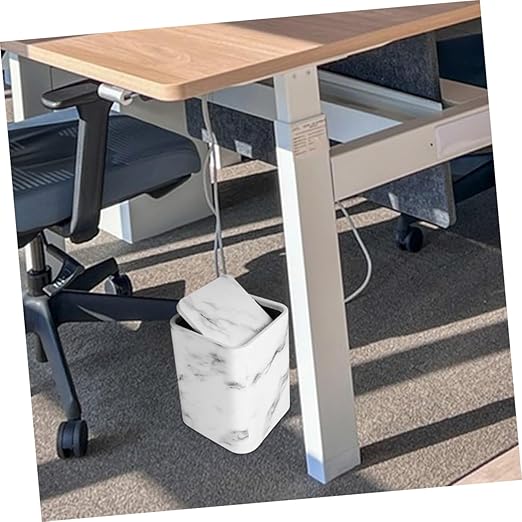 Veemoon Marble Wastebasket with Lid Bin for Bathroom Kitchen and Office Versatile Design Adequate Capacity for Home and Hotel Use