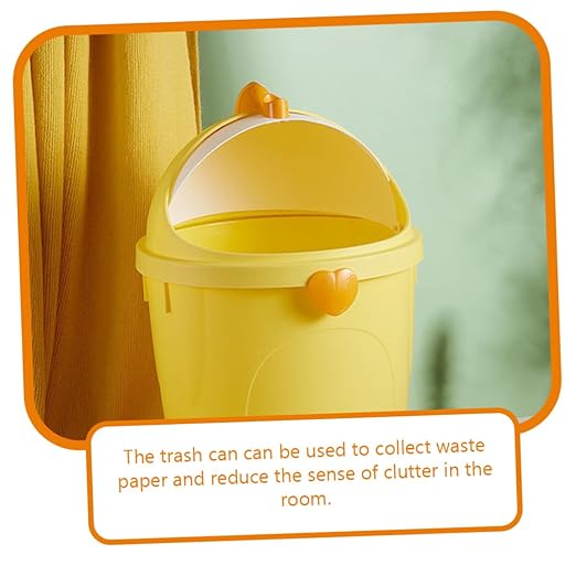 BESPORTBLE Cute Chick Style Trash Can with Lid for Bedroom Cartoon Household Waste Bucket Odor-Resistant Large Wastebasket for Home Office Decorative Trash Bin