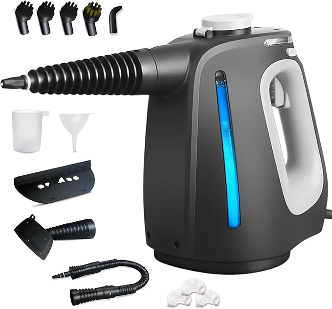 Pressurized Handheld Steam Cleaner with 14 PCS Accessories&ampSafety Lock 1350W Multi-Purpose Steamer for Cleaning Portable Steam Cleaner for HomeCarGroutFurnitureBathroomKitchenTiles&ampCou