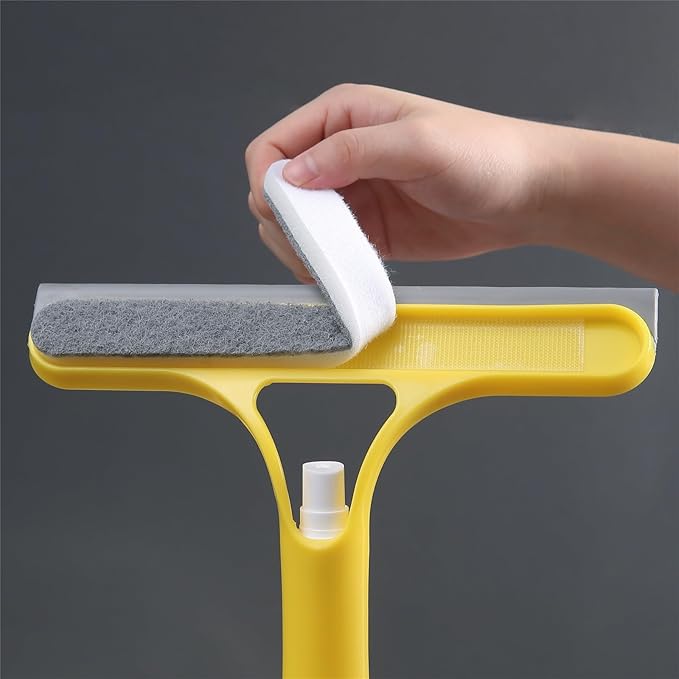 3-in-1 Glass Cleaning Tool for Home Bathroom Mirror and Windows Water Wiper for Shower and Glass Surfaces ﻿(Blue and White)