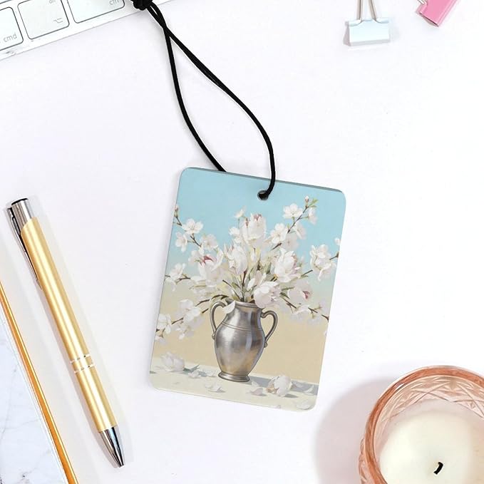 5PCS Car Air Freshener Hanging Personalized Double Sided White Blossom Car Fresheners Long Lasting New Cars Scents Cute Automotive Freshies for Closets Drawers (tea)