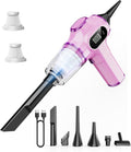 Pink Car Vacuum CleanerPortable Mini Cordless Small Handheld Vacuum Cleaner with LCD Display and Multi-Nozzles Powerful Hand Held Vacuums for CarPet HairHomeOfficeSofaKeyboard