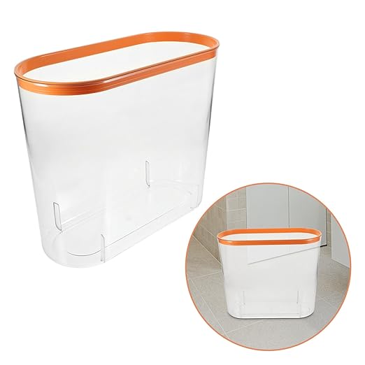 Transparent Plastic Wastebasket No Lid Compact Rubbish Bin for Kitchen Bedroom Bathroom Storage Container for Household Waste and Recycling and Space-Saving Design Red