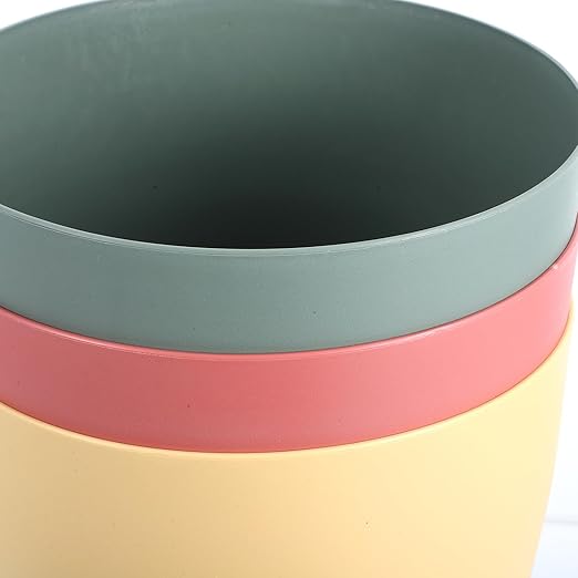 3Pcs Small Lidless Trash Can Plastic Wastebasket Rubbish Storage Bin for Home Office Bedroom Open Top Garbage Bucket in Green Pink Yellow Colors