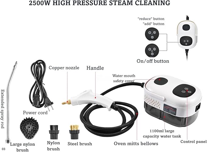 Handheld Steam Cleaner 2500W High Temperature Steamer for Car Detailing Couch Windows Kitchen Bathroom Home(Style5)