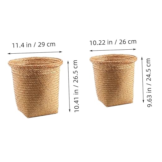 Mobestech 2pcs Woven Wastebasket Round Garbage Can for Bedroom Trash Basket Storage Basket Chic Decorative Waste Container