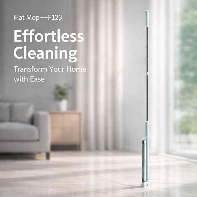 Floor Flat Mop 360° Rotatable Long Handle 50in 13.78in Panel Wet Dry Use - Efficient Cleaning Ergonomic Design Ideal for Home and Bedroom