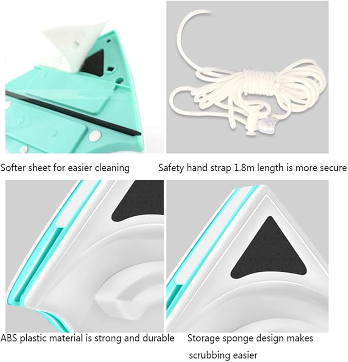 Window Cleaner Wipers Magnetic Window Cleaner for Windows Fish Tanks Skylights Patio Doors Bedroom Windows and Even Shower Screens Mirror and Tiles Home Cleaning Brush