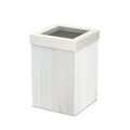 Gatco Small Bathroom Trash Can with Lid Square 3 Gallon Wastebasket Under Sink White Oak with Matte White for Bathroom Bedroom Office (1936W)