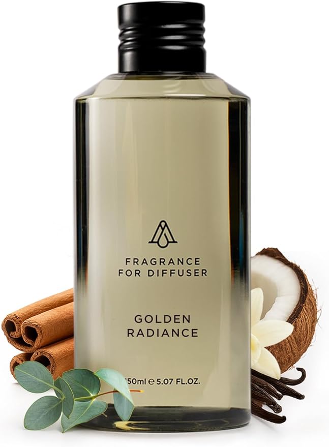 AromaPlan Hotel Scents Golden Radiance 5 Fl Oz (148ml) Home Luxury Aroma &amp Hotel Fragrance Diffuser Oil- Hotel Diffuser Oil for Aromatherapy- USA Made Bigger Bottle Bolder Aroma &amp Longer La