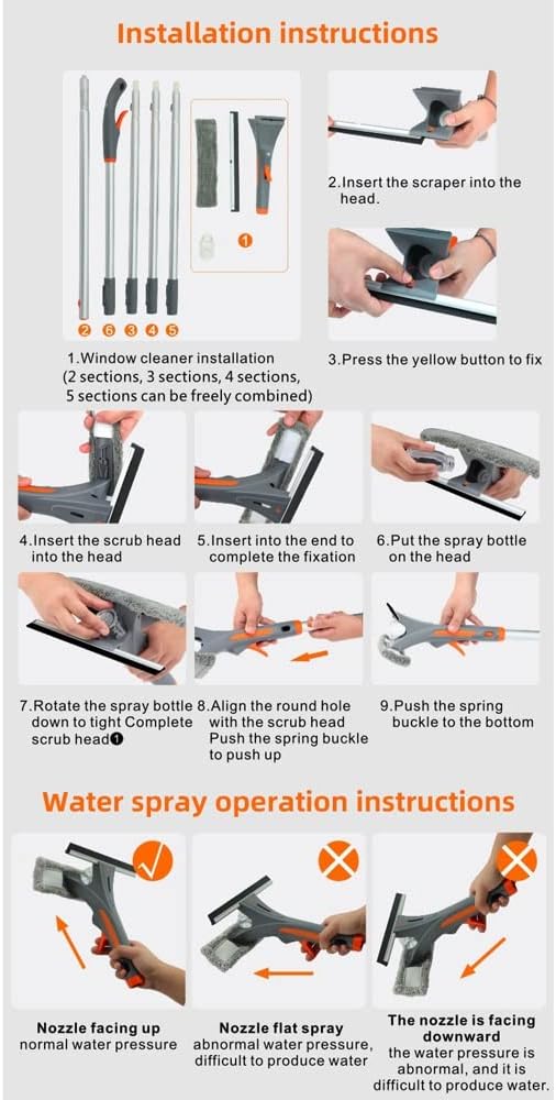 Spray Window Cleaner Washing Brush Glass Cleaning Wiper Kitchen Accessories Tools