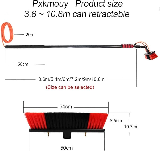 36ft Water fed Solar Panel Cleaning Pole Magnet Window Cleaners Telescopic Glass Washing Tool Extending Window Cleaning Pole Telescopic Window Cleaner Water fed high Window Cleaning kit