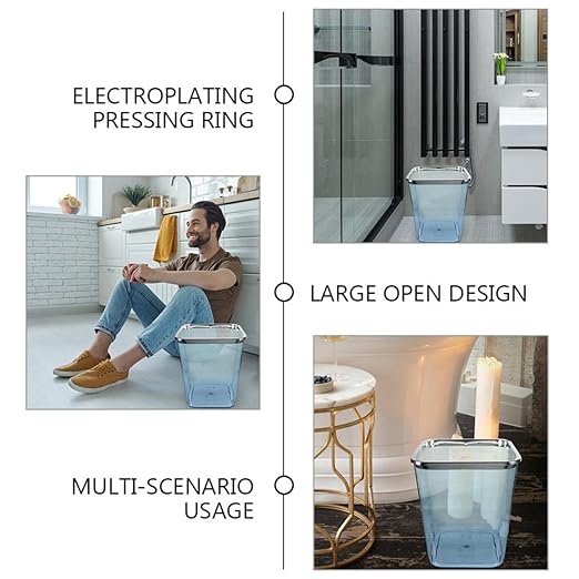 Ciieeo Large Capacity Trash Can 12l with Electroplated Rim Household Garbage Container Bin for Bathroom Kitchen Bedroom Wastebasket