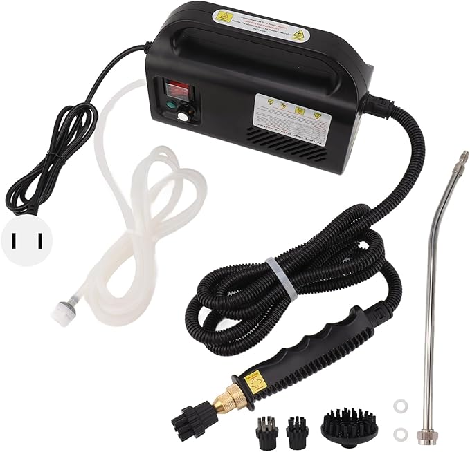 Handheld Steam Cleaner 2500W High Temperature Pressurized Steam Cleaner Portable Cleaning Machine with Brushes Heads for Upholstery Kitchen Bathroom Grout (US-110V)